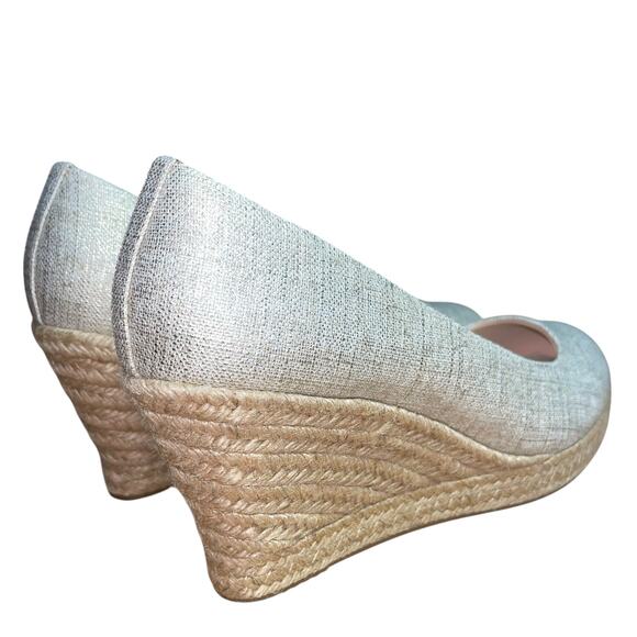 J Crew Espadrille Wedges 8.5 Metallic Canvas Slip On Shoe - Picture 9 of 15